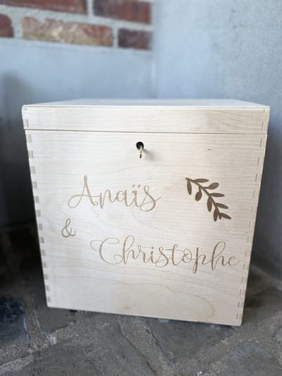 Houten enveloppenkist hoog - afmetingen 29cmx25cmx30cm - huwelijk - bruiloft - trouwen - ook mogelijk met eigen tekst