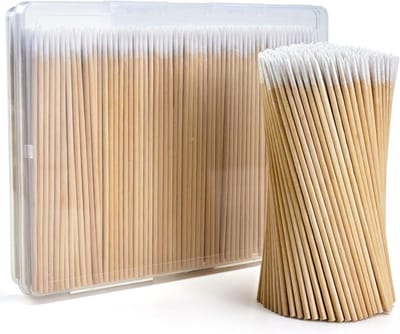 400 Stuks Precisie Puntige Micro Wattenstaafjes met Houten Stokjes in Opbergdoos