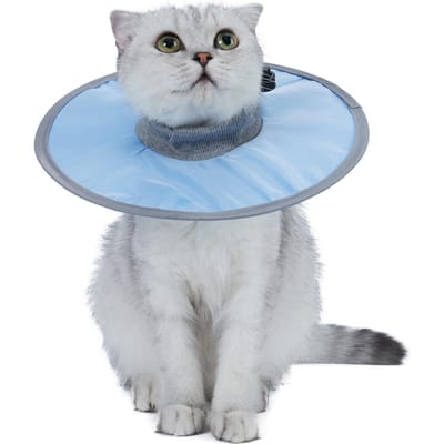 Kattenkegelhalsband Stop Likken Verstelbare Geribbelde Hals Herstelhalsband Large lichtblauwe kleur