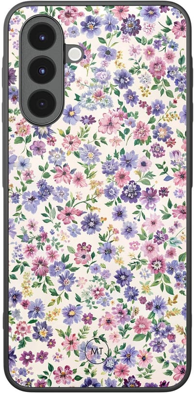 Hoesje geschikt voor Samsung Galaxy A16 - Paarse bloemen - TPU Hard Case Backcover - Paars - Mooie Telefoonhoesjes
