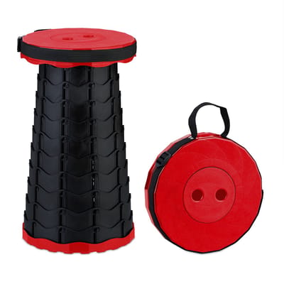 Camping krukje - telescopisch - hoogte verstelbaar - tot 100 kg - rood-zwart