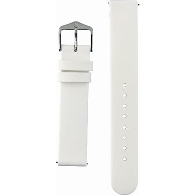HIRSCH Scandic Horlogebandje - Italiaans kalfsleer, 16 mm Breedte bevestiging, wit - glanzend zilver Sluit - moderne stijl, Scandinavisch ontwerp, past op Huawei Watch Fit 2 mini