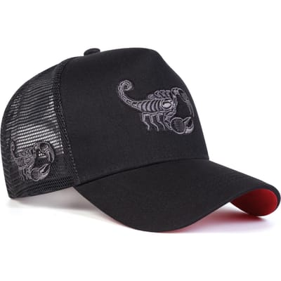 Unisex Schorpioen Borduurwerk Baseball Netpetten Lente Zomer Buiten Verstelbaar Casual Petten Zonbescherming Pet Sportpet zwart