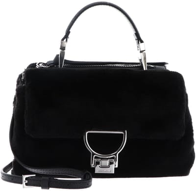 COCCINELLE Leren schoudertas handtas Arlettis Synthetic Fur Handbag Noir / Noir zwart
