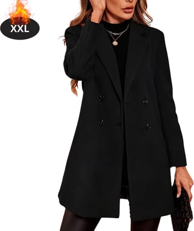Livano Mantel Dames - Tussenmantel - Jas - Mantelpakje - Trenchcoat - Overjas - Overcoat - Winter - Zwart - XXL