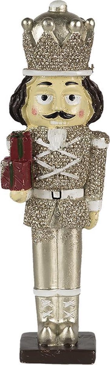 Clayre & Eef Beeld Notenkraker 19 cm Zilverkleurig Polyresin Kerstdecoratie