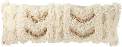 J-Line kussen Rechthoek Pijlen Pailletten - wol/katoen - creme/goud