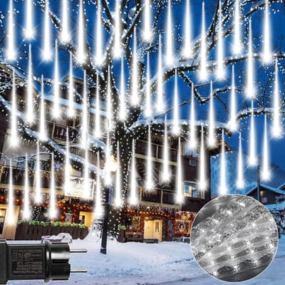 MUPOO LED Meteorregen Buis - Kerstverlichting Meteorenregenverlichting - 50 cm - 288 LEDs - Wit - IP65 Waterdichte - Meteor Douchelampen Voor Buiten, Boom, Feest, Huwelijk