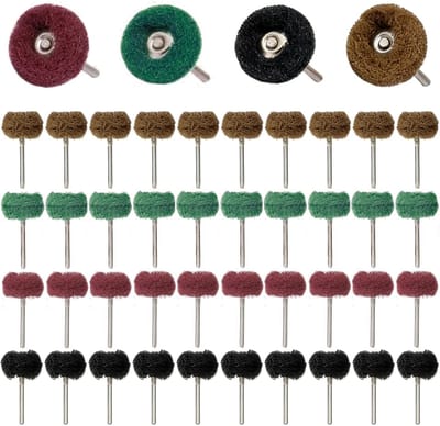 Dailygoods - Polijstschijven, 40 stuks, 25 mm, korrelgrootte 80/150/240/400, 1/8 inch standaardschacht, polijstopzetstuk voor Dremel accuschroevendraaier, metaal, hout, glas, slijp, polijstaccessoires