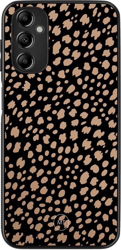 Hoesje geschikt voor Samsung Galaxy A14 5G - Savannah spots - TPU Hard Case Backcover - Zwart, Bruin - Mooie Telefoonhoesjes