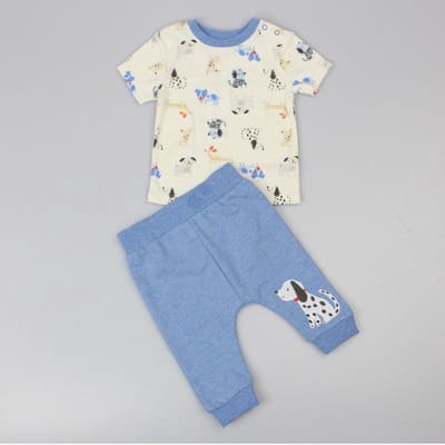 Pure & Soft - setje - t-shirt en broekje - blauw - maat 56