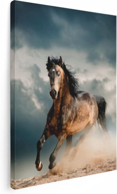 Artaza Canvas Schilderij Galopperend Paard - 30x40 cm - Klein - Wanddecoratie Woonkamer - Muurdecoratie Dieren - Kamer Accessoires