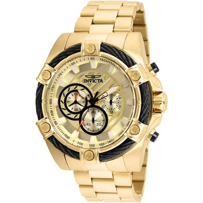Invicta Bolt 25515 Heren Horloge - Quartz Uurwerk - Roestvrij Staal met gouden Wijzerplaat - 52mm