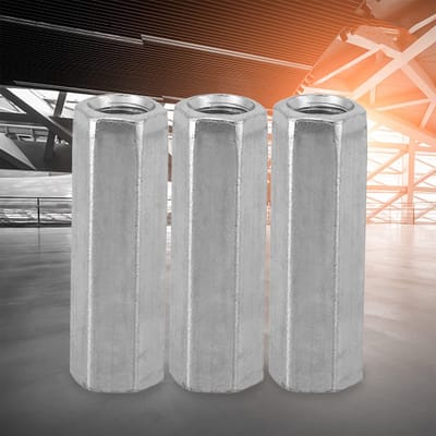 Dailygoods- Staafmoer M8 - Zeskantmoer - Afstandhouder - Schroefdraadbevestigingen - Geraffineerd Koolstofstaal - 10 Stuks - Moer