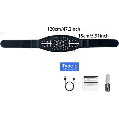 Ceinture de tonification abdominale Stimulateur musculaire EMS Rechargeable Entraîneur d'abdominaux Masseur corporel Équipement de fitness perte de poids Unisexe black