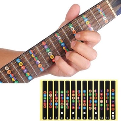 New Age Devi - Gitaar fretboard notities-map labels sticker toets fret decals voor 6-snarige akoestischeelektrische guitarra - zwart