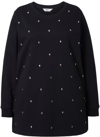 Angel of Style - Dames - Sweatshirt metallic doodshoofd lange mouw - Zwart - Maat 44