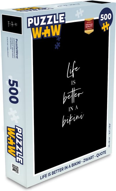 Puzzel Life is better in a bikini - Zwart - Quote - Legpuzzel - Puzzel 500 stukjes
