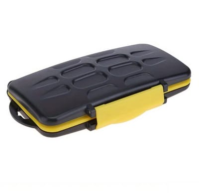 Actie4you® - Waterdichte Geheugenkaarthouder – SD Kaart Houder voor 12 SD & 12 Micro SD Kaarten – Siliconen Afdichting – Stofdichte & Schokbestendige Opbergetui – Ideaal voor Camera Drone & GoPro - zwart geel - Supersterk