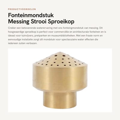 Dailygoods- Fonteinmondstuk Poreus - Sproeikop - Messing - Dispersiefontein - Tuinvijver - Duurzaam Materiaal