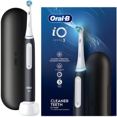 Elektrische tandenborstel Oral-B iO Series 3 Zwart – magnetische tandenborstel – met reisetui & oplaadstation – 3 reinigingsstanden