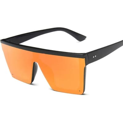 Vierkante Zonnebril Vrouw Luxe Retro Designer Zonneklepbril Vrouwelijk Groot Montuur Spiegel Zwart Zilver Platte Bovenkant Oculos De Sol