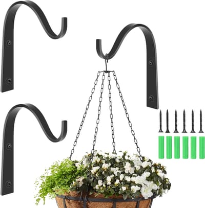 Wandhaak - Wandhaak Plantenhaak - hangmandbeugels - 3stuks robuuste hangmandbeugels - met schroeven - buitenmuurhaken- hangmandbeugels voor planten- voederbakken en lantaarns（Zwart）
