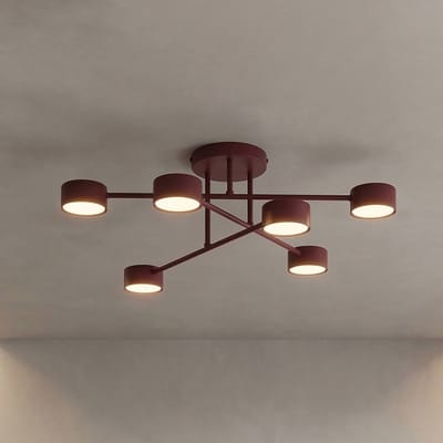 EMIBIG LIGHTING Plafondlamp HALO, donkerrood, Ø 60 cm, 6-lamps, metaal, GX53