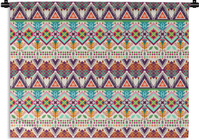 Wandkleed - Wanddoek - Azteken - Zuid-Amerika - Patronen - 120x90 cm - Wandtapijt
