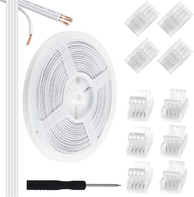 Pack van 10 4 Pin LED Loop Connectoren voor 10 mm LED Strips - Snelle Verbinding voor RGB 5050/3528 met Schroevendraaier en Aansluitkabel