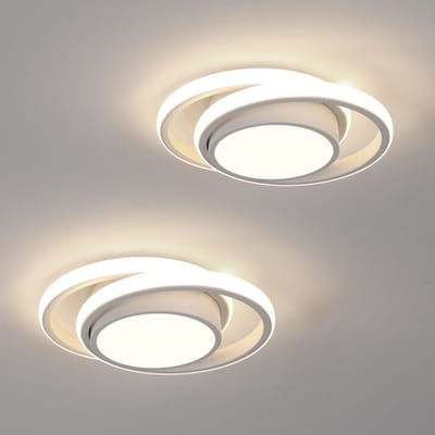 Haobosic - LED Aluminium Plafondlamp - Dubbel Rond Wit - 2 Stuks - 36W - 4500K Neutraal Wit