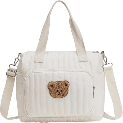Luiertas Dames - Schoudertas Baby - Organiseren van Spullen - Berenmotief Print - 25 x 28 x 8 cm - Multicolor