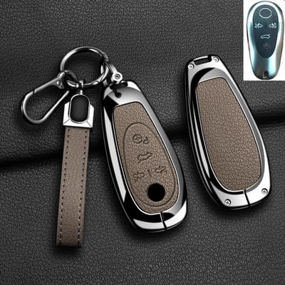 Nouveau Étui de Protection pour Clé de Voiture à Distance Mode Pour Morris Garages Mg Cyberster Alliage de Zinc Cuir Coque de Protection Porte-clés Accessoires gray
