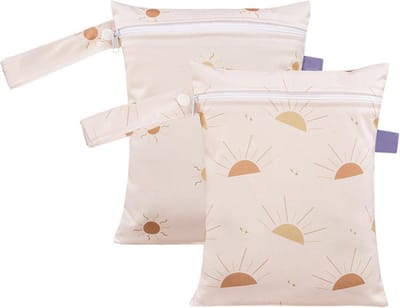 Luier tas voor stoffen luiers - Natte tas voor kleuterschool en waszak - Geel toilettas