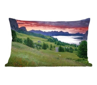 Sierkussens - Kussentjes Woonkamer - 50x30 cm - Gras - Bergen - Avond