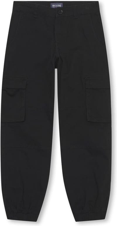 ONLY & SONS JUNIOR OSJCAM STAGE CARGO CUFF LIFE NOOS Jongens Broeken - Black