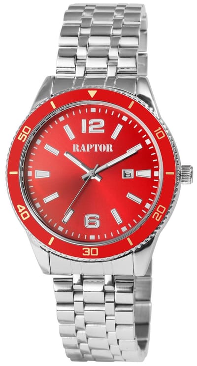 Raptor herenhorloge roestvrij staal met roestvrijstalen band en datumaanduiding, inkortbaar