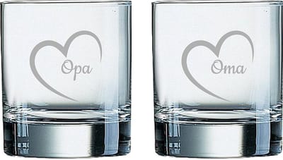 Gegraveerde Whiskeyglas 20cl Opa met hartje & Oma met hartje
