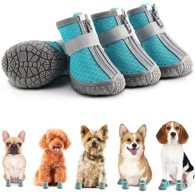 4 stuks Zomer Hondenschoenen Antislip Huisdier Puppy Laarsjes Ideaal voor Kleine Honden Ademende Huisdier Kat Chihuahua Schoenen Sokken voor Kleine Honden Yorkshire Hoge Kwaliteit size 1 blauw