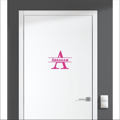 Deursticker Met Naam -  Abraham - Roze