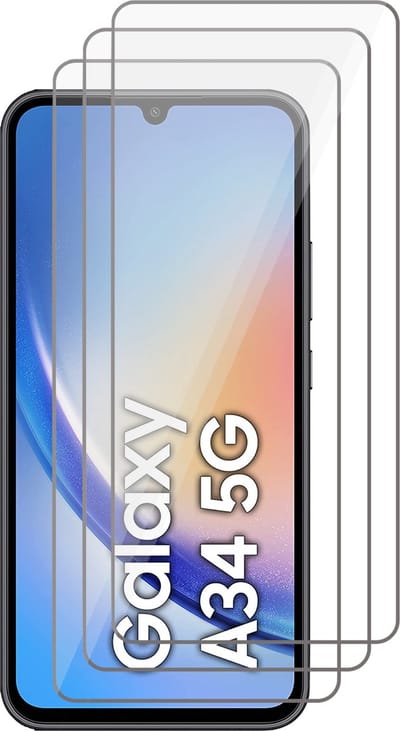Screenprotector geschikt voor Samsung Galaxy A34 - Gehard Glas Beschermglas Tempered Glass Screen Protector - 3 Stuks