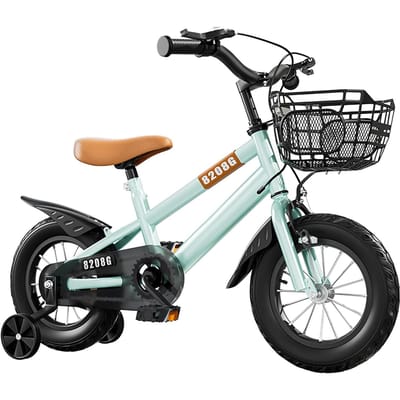 Vélo pour enfants vélo pour filles âgées de 3 à 7 ans avec roues d'entraînement panier vélo pour enfants 14in vert