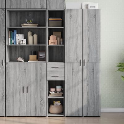 vidaXL - Hoge - kast - 30x42,5x185 - cm - bewerkt - hout - grijs - sonoma - eikenkleur