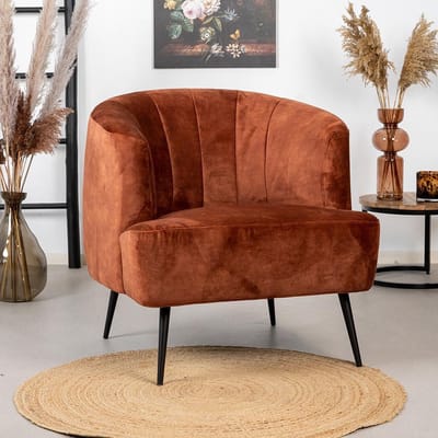 Bronx71® Velvet fauteuil Billy koper