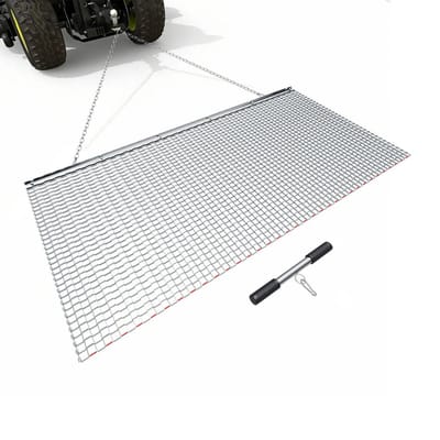 Sleepeg, 1,8x0,9 m, Zeer efficiënte kettingeg hark, Aanhangsels voor quads, UTV's, tractoren, Duurzaam gegalvaniseerd stalen gaas sleepmat met trekketting,
