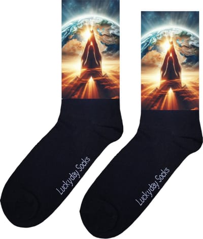 Jezus - Opkikker - Grappige sokken - Valentijns cadeau - Verjaardag cadeau - Sinterklaas cadeau - Leuke sokken - Vrolijke sokken - Geloof - Bidden - Kerst Sokken - Vaderdag - Moederdag - Kerstcadeau - Socks die Happy maken - Maat 37-44