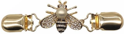 Fako Bijoux® - Vestsluiting - Vestclip - Sjaalspeld - Vestklem - Bij Strass - Goudkleurig