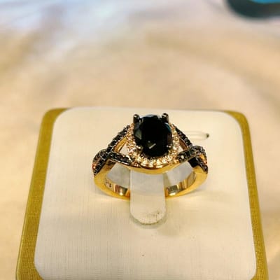 Handjuwelen Echte Zirkonium Diamant Verguld Zwarte Diamanten Ring No. 8 beige