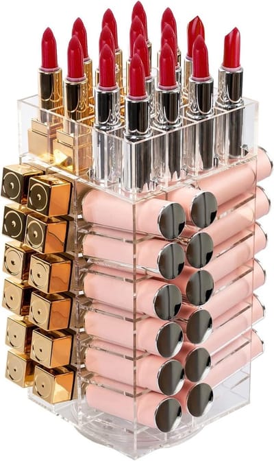 Lippenstifthouder Organizer - Make-up Toren - Cosmetica Opbergen - 360 Graden Draaibaar - 64 Houders - Transparant