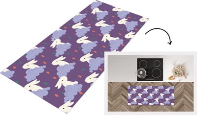 Keukenloper - Loper keuken - Patronen - Konijn - Lucht - 120x50 cm - Keukenloper vinyl